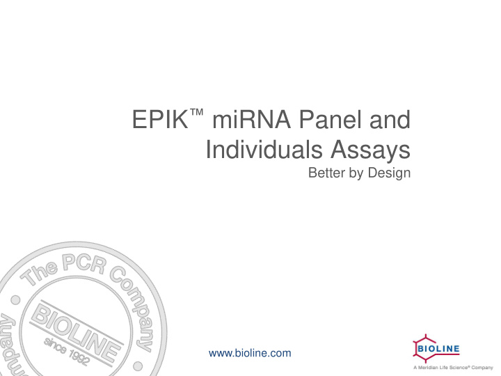 epik mirna panel and individuals assays