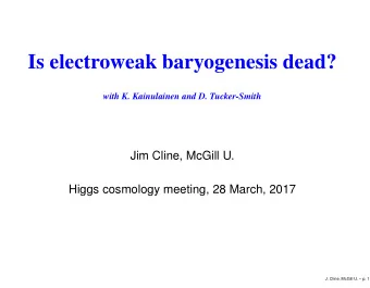 Is electroweak baryogenesis dead?  with K. Kainulainen and D. Tucker-Smith  Jim Cline, McGill U.