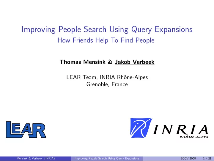 improving people search using query expansions