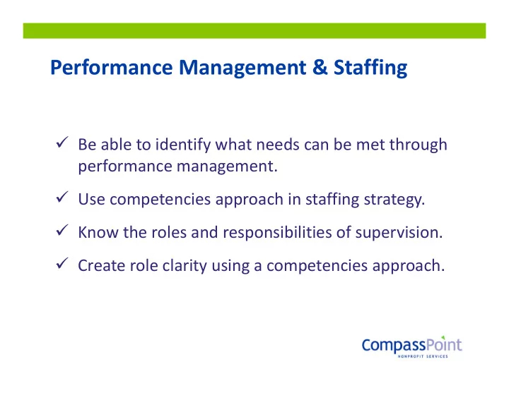 performance management staffing