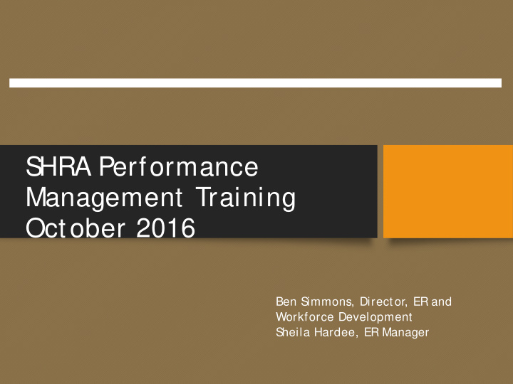 s hra performance management training october 2016