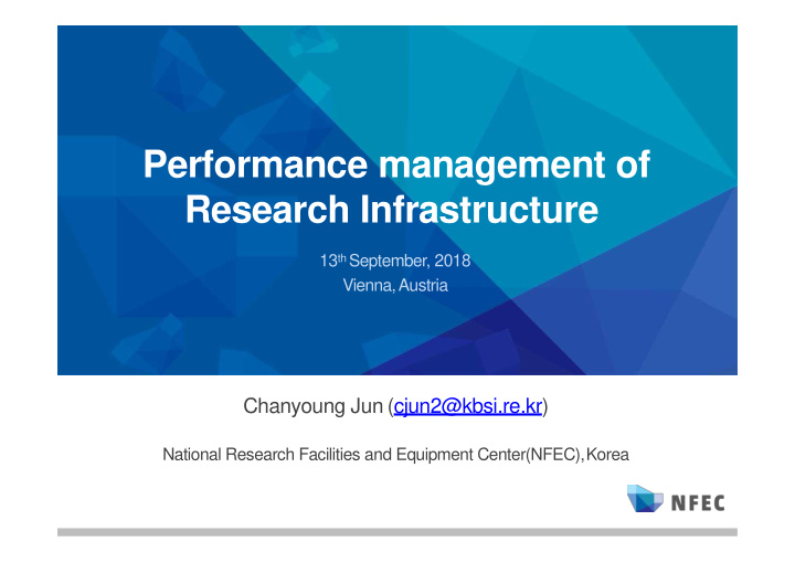 performance management of research infrastructure