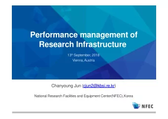 Performance management of  Research Infrastructure 13 th September, 2018  Vienna, Austria