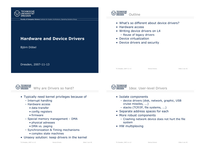 hardware and device drivers