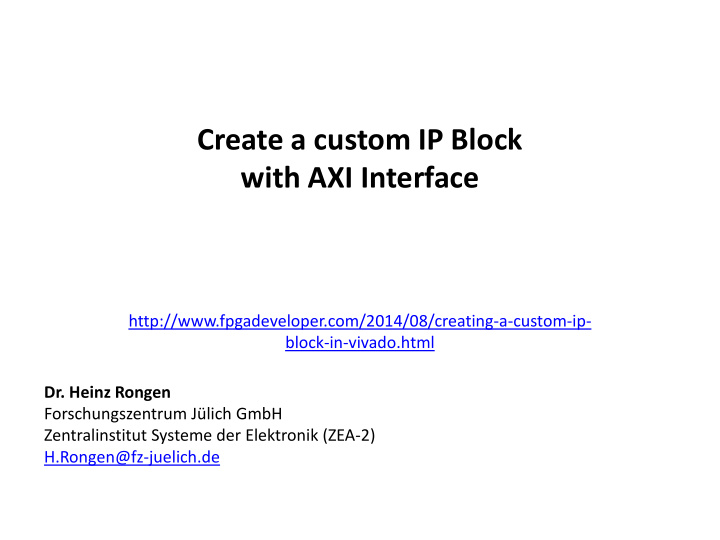 create a custom ip block with axi interface