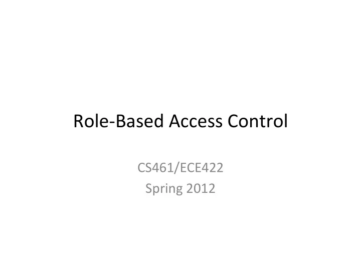 role based access control