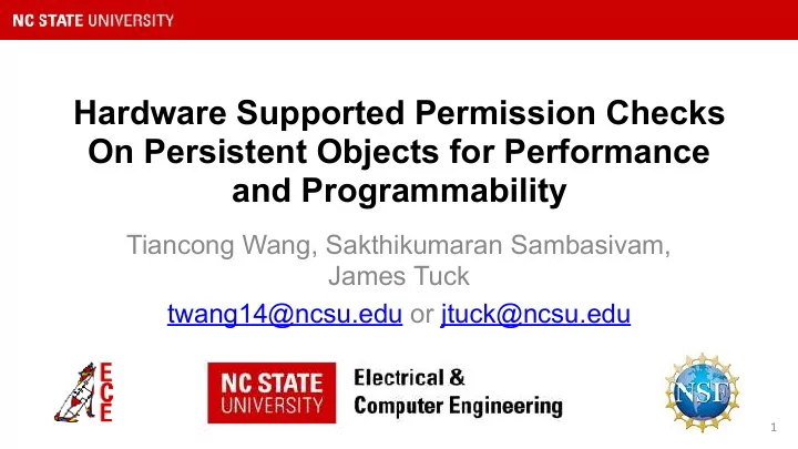 hardware supported permission checks on persistent