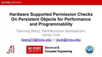Hardware Supported Permission Checks  On Persistent Objects for Performance  and Programmability