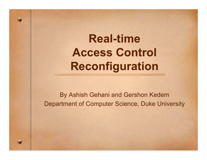 real time access control reconfiguration