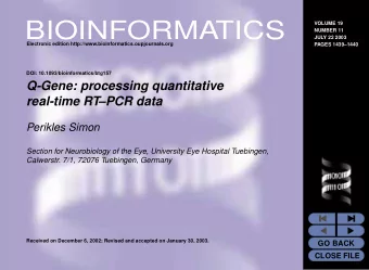 BIOINFORMATICS  VOLUME 19  NUMBER 11  JULY 22 2003  Electronic edition