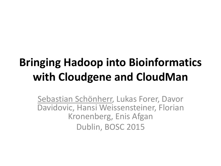 with cloudgene and cloudman