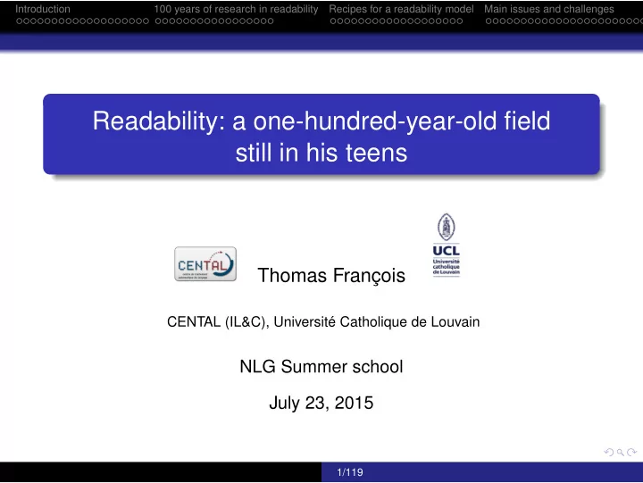 readability a one hundred year old field still in his