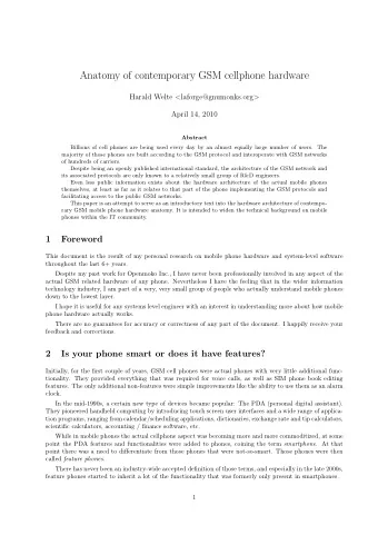 Anatomy of contemporary GSM cellphone hardware Harald Welte &lt; laforge@gnumonks.org &gt;  April
