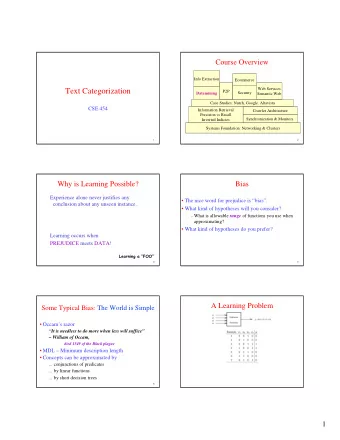 Text Categorization  P2P  Security  Datamining  Semantic Web  Case Studies: Nutch, Google,