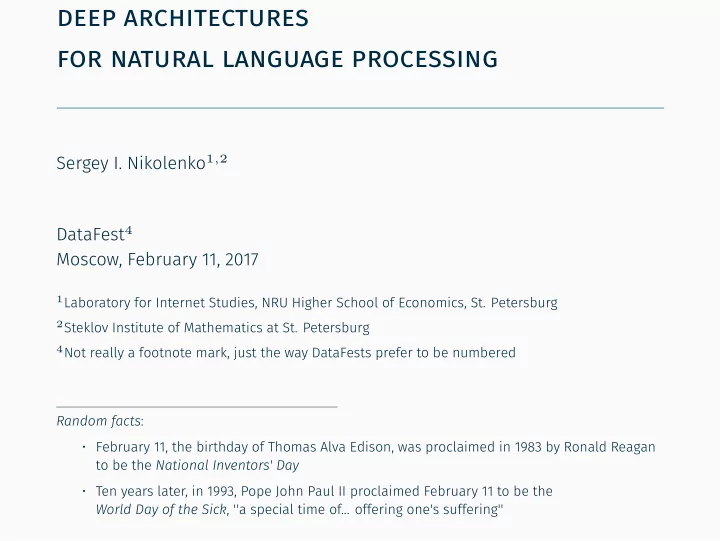 deep architectures for natural language processing