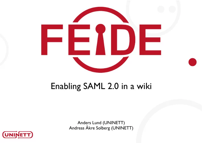 enabling saml 2 0 in a wiki