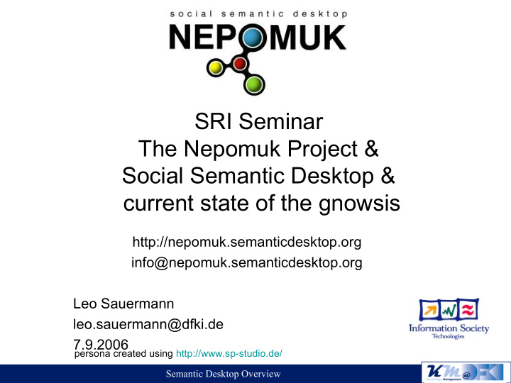 sri seminar the nepomuk project social semantic desktop