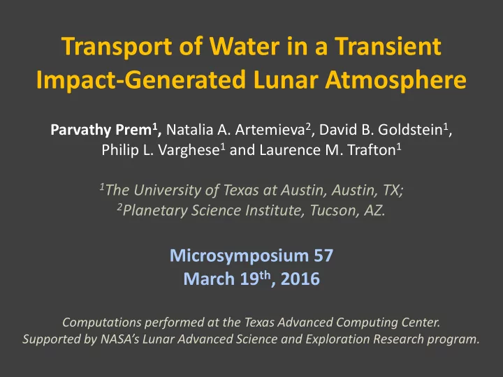 transport of water in a transient