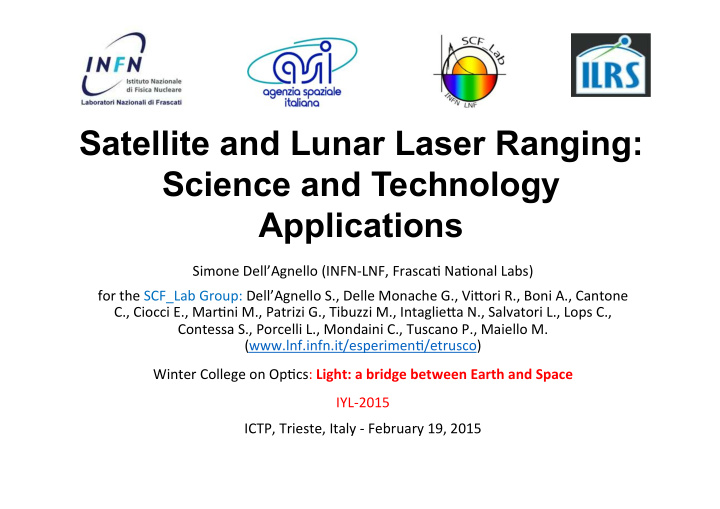 satellite and lunar laser ranging science and technology