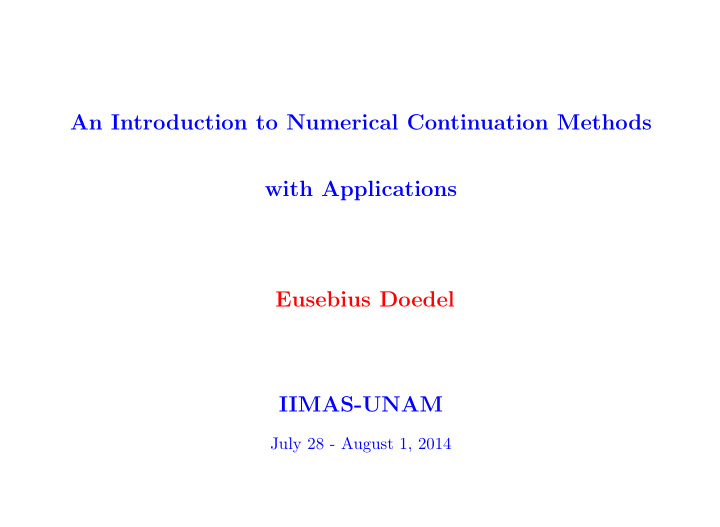 an introduction to numerical continuation methods with
