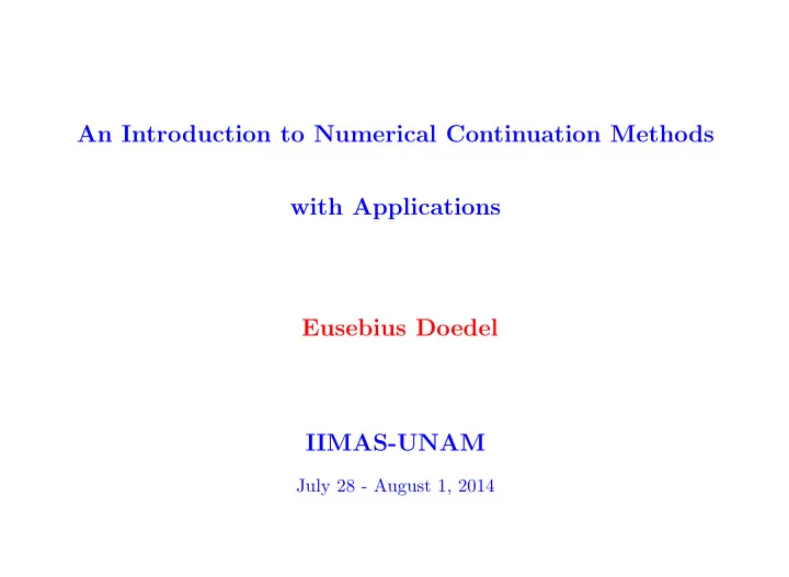 an introduction to numerical continuation methods with
