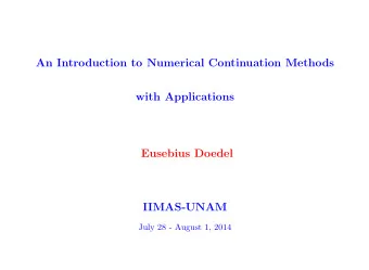 An Introduction to Numerical Continuation Methods  with Applications  Eusebius Doedel  IIMAS-UNAM