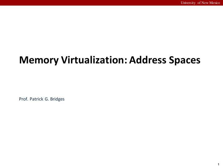 memory virtualization address spaces