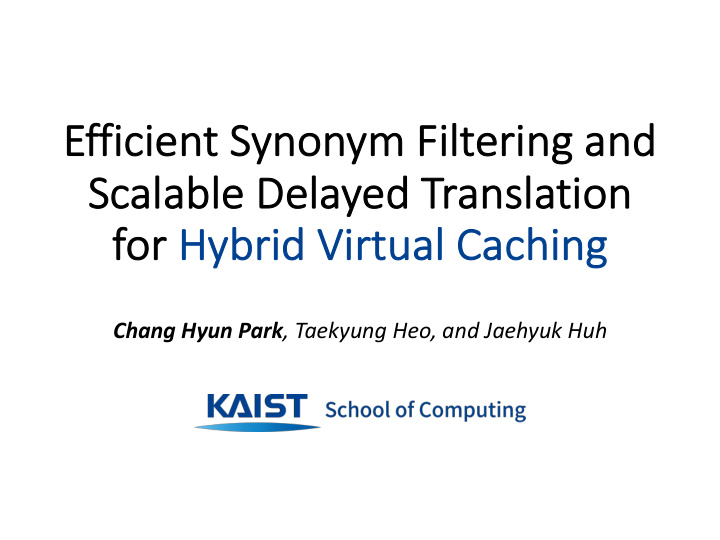 ef efficient synonym filtering and sc scalab alable le de