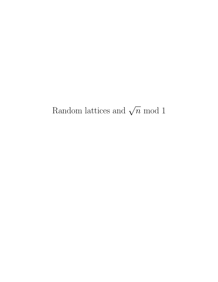 random lattices and n mod 1 gaps for random points