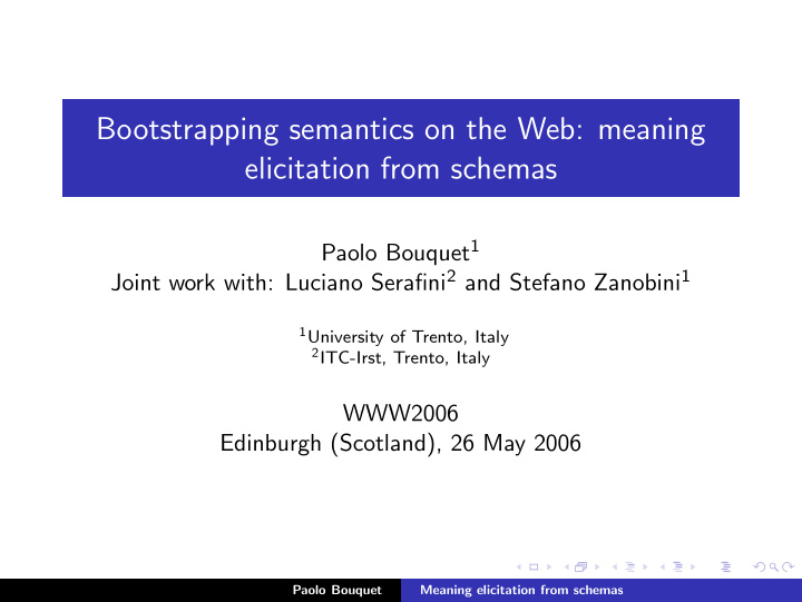 bootstrapping semantics on the web meaning elicitation