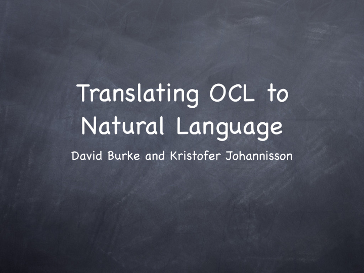 translating ocl to natural language