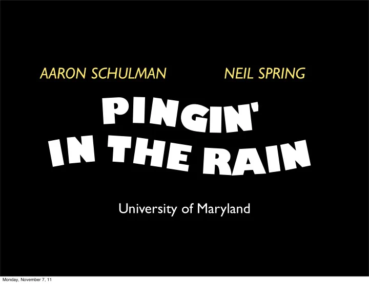 university of maryland monday november 7 11