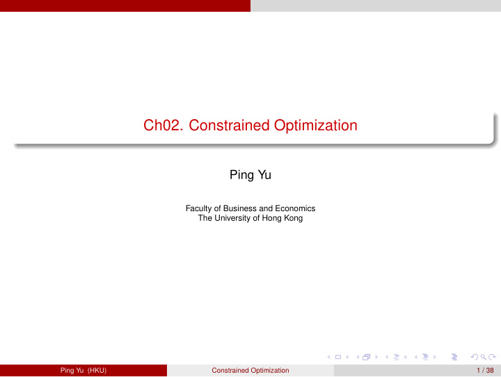 ch02 constrained optimization