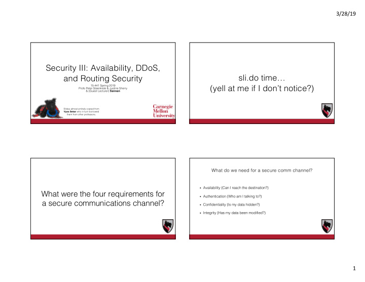 security iii availability ddos sli do time and routing