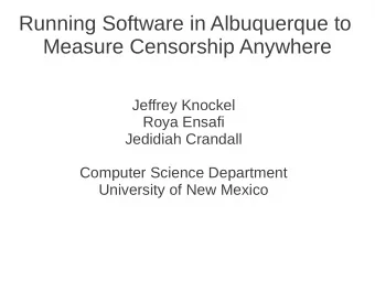 Running Software in Albuquerque to  Measure Censorship Anywhere  Jeffrey Knockel  Roya Ensafi