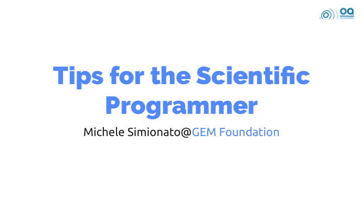 tips for the scienti c programmer