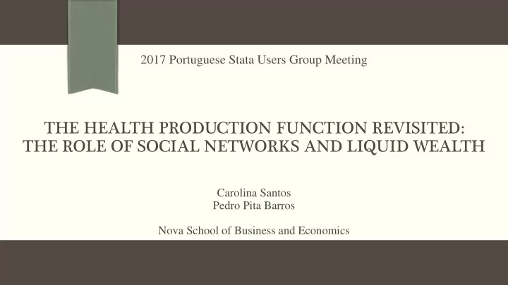 the health production function revisited the role of