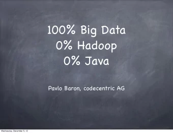 100% Big Data  0% Hadoop  0% Java  Pavlo Baron, codecentric AG  Wednesday, December 5, 12