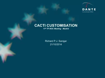 CACTI CUSTOMISATION 11 th TF-NOC Meeting - Madrid  Richard P.J. Sanigar  21/10/2014  Creating the