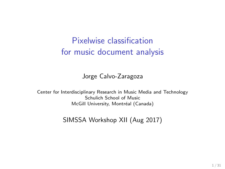 pixelwise classification for music document analysis