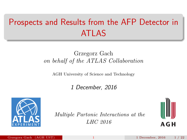 prospects and results from the afp detector in atlas
