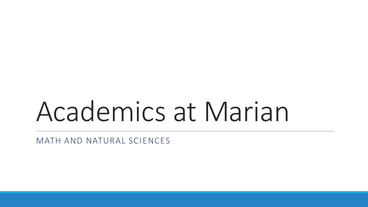 academics at marian