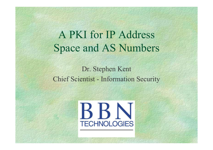 a pki for ip address space and as numbers