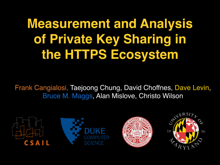 measurement and analysis of private key sharing in the