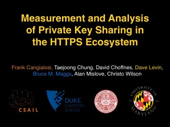 Measurement and Analysis  of Private Key Sharing in  the HTTPS Ecosystem Frank Cangialosi, Taejoong