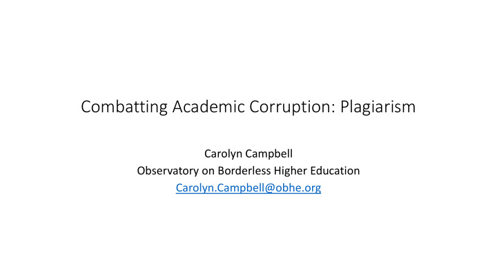 combatting academic corruption plagiarism