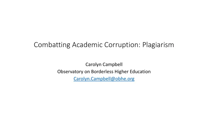 combatting academic corruption plagiarism
