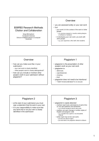 Overview   you are assessed solely on your own work  B39RB3 Research Methods   but:   your