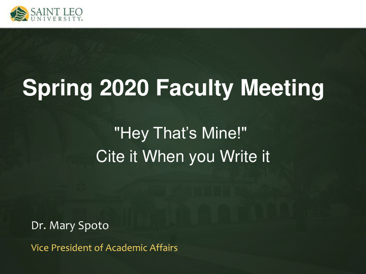 spring 2020 faculty meeting