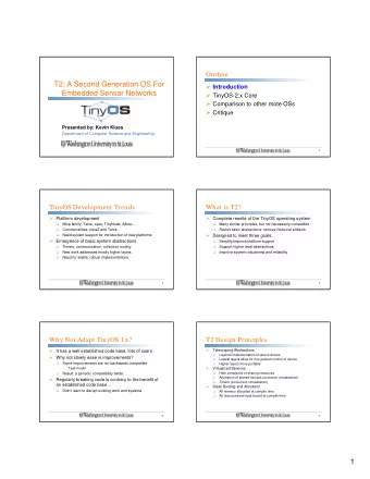 T2: A Second Generation OS For  Introduction  Embedded Sensor Networks  TinyOS-2.x Core